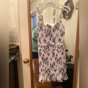 Abercrombie & Fitch Smocked Mini Dress Size Medium Color Blue & White